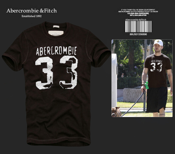 Abercrombie Fitch Hombres De Cuello Redondo Con Gente Fotos Corto Remera AF5623